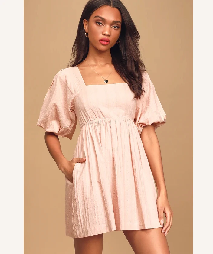 womens pink babydoll dress