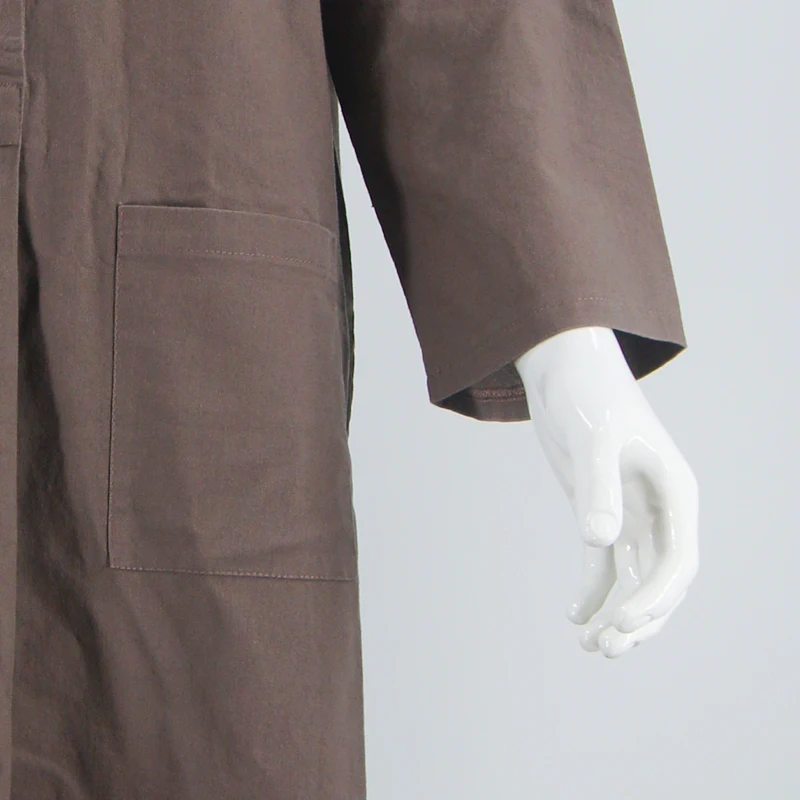 Dubai's New Men's Linen Abaya Southeast Asian Muslim Style Long Sleeve Loose Stand Collar Door Tube Robe Middle Eastern Ethnic