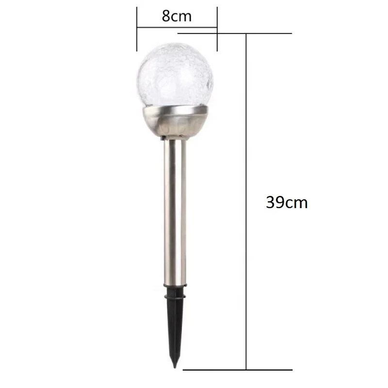 Solar Power Color Changing LED Glass Crystal Crackle Ball Lights for Outdoor Garden Path
