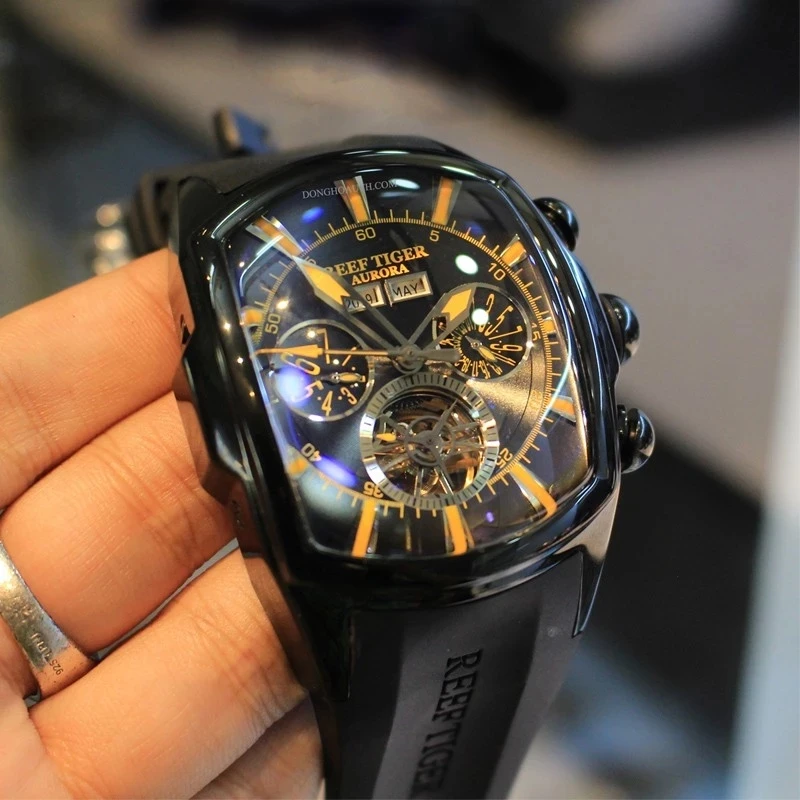 REEF TIGER RGA3069 Luxury Men's Watch with Blue Dial, Mechanical