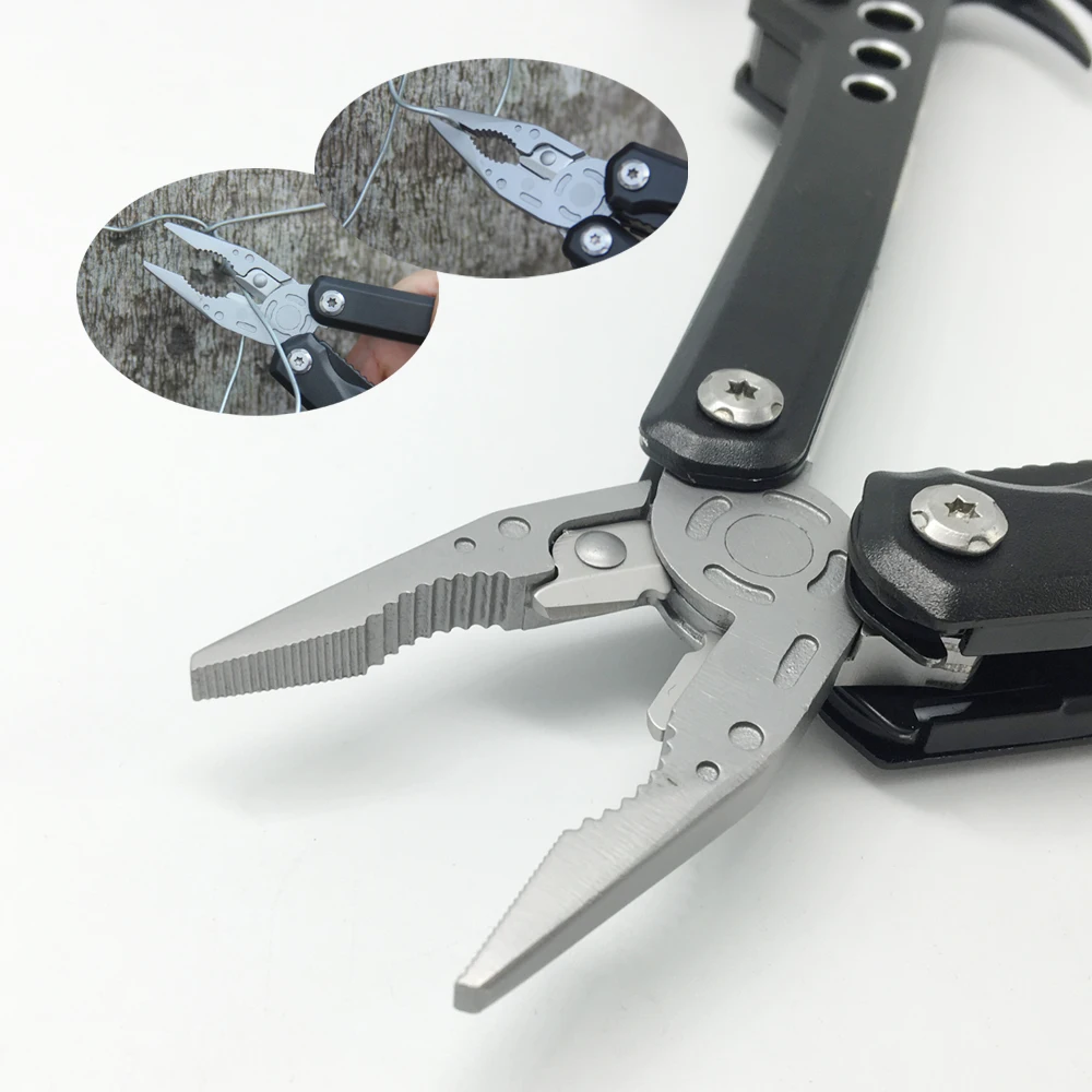 High Quality 13 1 Stainless Steel Pocket Style Multitool Outdoor Multifunctional Claw Hammer Pliers Screwdriver Blade Camping