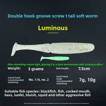 Factory Direct 7.5cm 3G Grooved Screw T-Tail Monster T-Tail Fish Lure Soft PVC Bass Bait Fishing Lure – Soft Lure – view 4