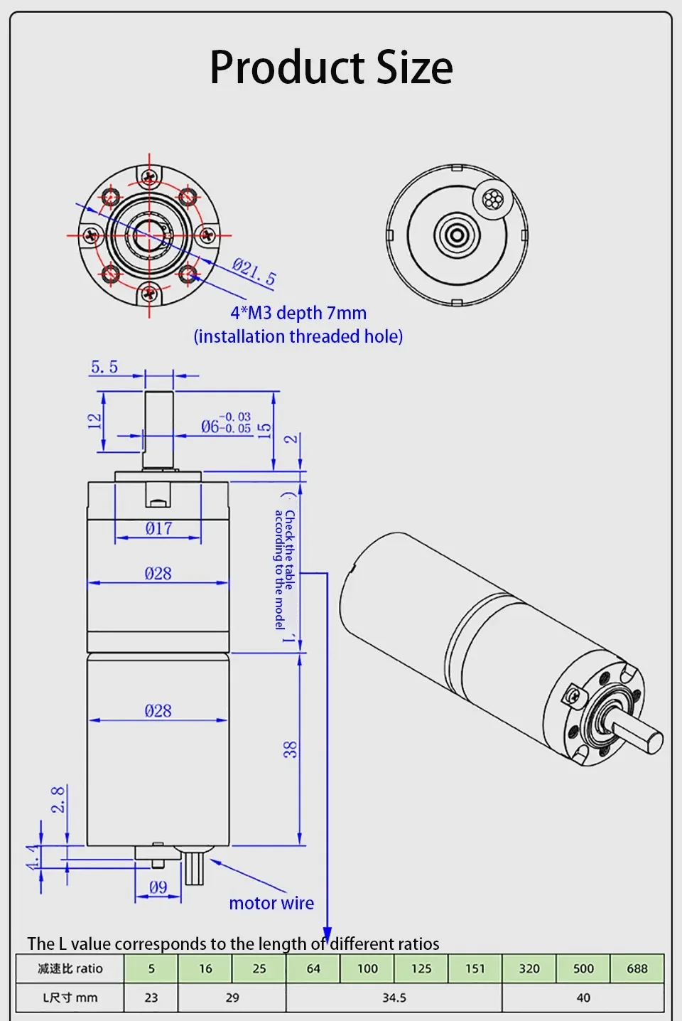12V 24V 28mm Permanent Magnet Brushless DC Planetary Gear Motor with ...