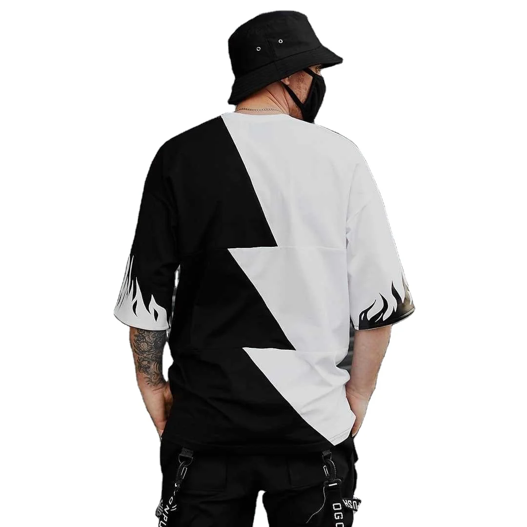 Wholesale Contrast Splice Blank Half Black White Oem Fashion Men Patchwork Streetwear T Shirts Buy Streetwear T Shirts Contrast Splice Blank Half Black White 100 Cotton Streetwear T Shirts Product On Alibaba Com