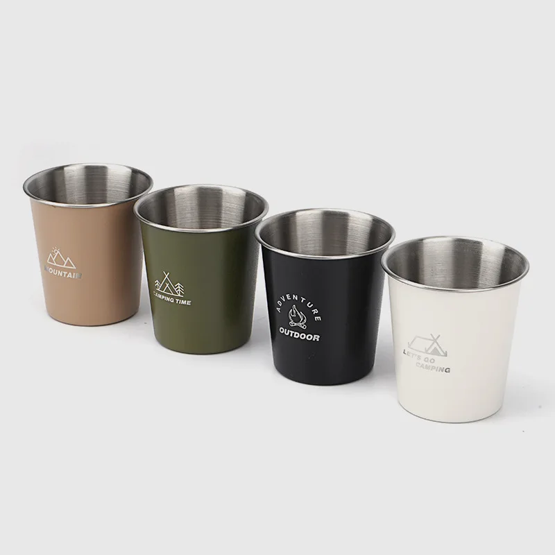 304 Stainless Steel Camping Cup Portable Lightweight Beer Beverage Water Mug Foldable Storage Set for Travel Hiking Picnic