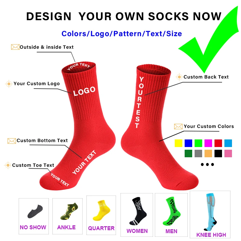 Logo Custom Design Socks Men Custom Socks No Minimum Order Crew Sport