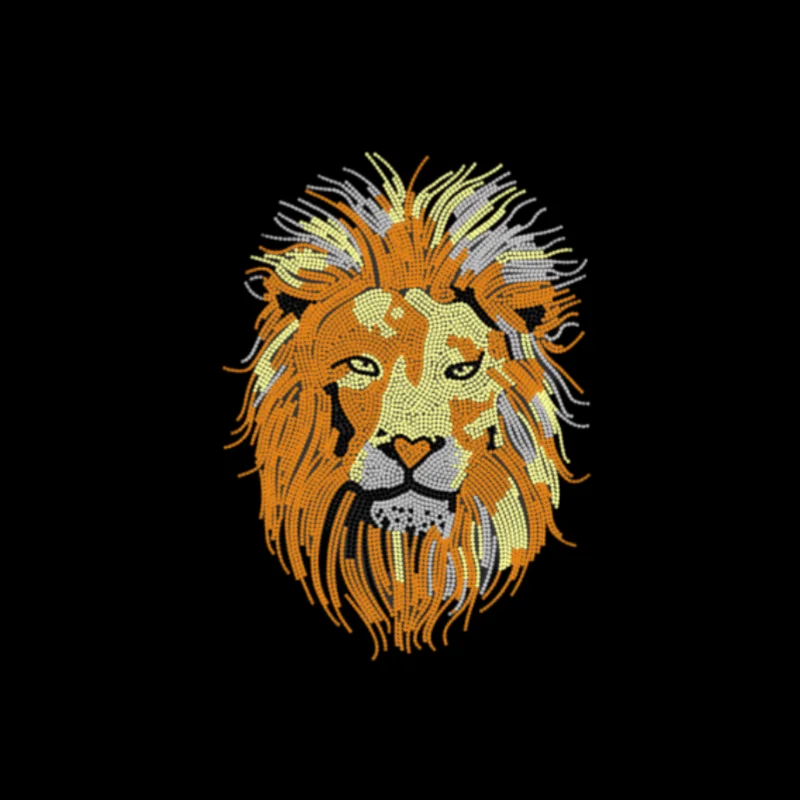 Hot selling Tiger face applique Gold Color Bling Rhinestone Heat Transfer Print Transfer Design for Clothing