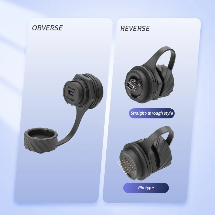 Lshitech Seamless Integration Waterproof Mini USB Connector Female Port Socket Connector With Black Plastic Cover