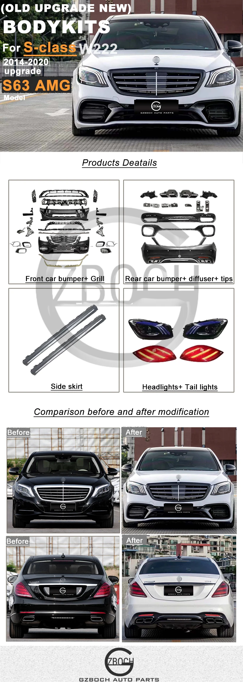 Wholesale Bodykit For Mercedes Benz Sclass W222 20142020 Upgrade S63