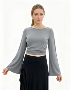 Stylish Women's Tshirt  Full Sleeve Crop Top - Elegant Basic t Shirt for Women Ladies, Perfect for Wholesale & Casual Outfits