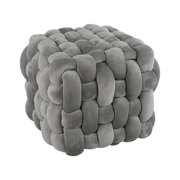 Modern Nordic Luxury Small Upholstered Ottoman Foot Stool Soft Ottoman Pouffe