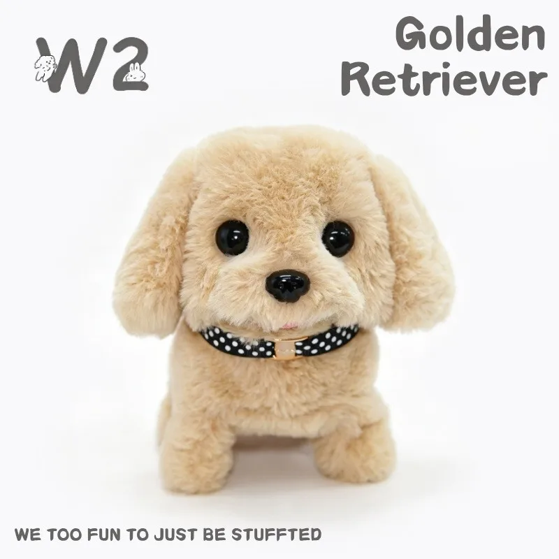 W2TOY Golden Retriever Dog Electric Plush Toy - Classic Small Dog Electronic Pet Walk Bark Tail-Shaking Birthday Puppy Gift 3+