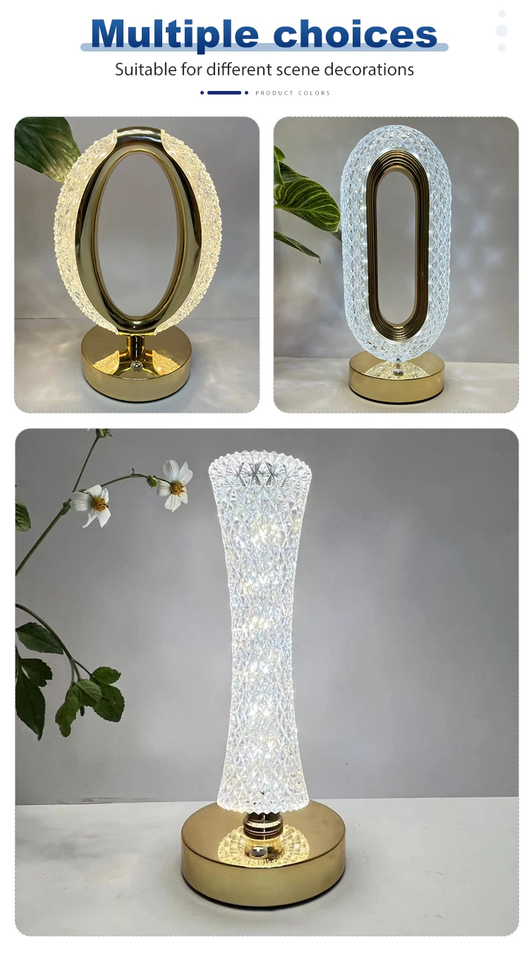 Spot Supply Luxurious Gold Wrought Iron USB Charging Track Shaped Table Lamp LED Transparent Small Desk Lamp