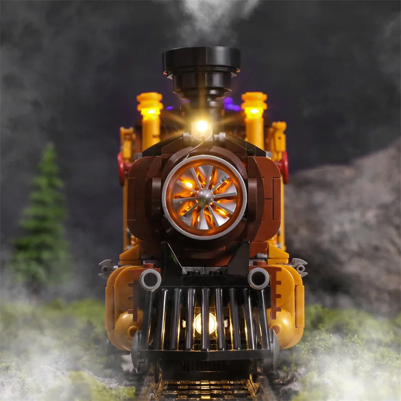 Liangjun F9006 Steampunk Ore Train with LED Lighting Model Puzzle Assembled Building Blocks Ornament Toy Set