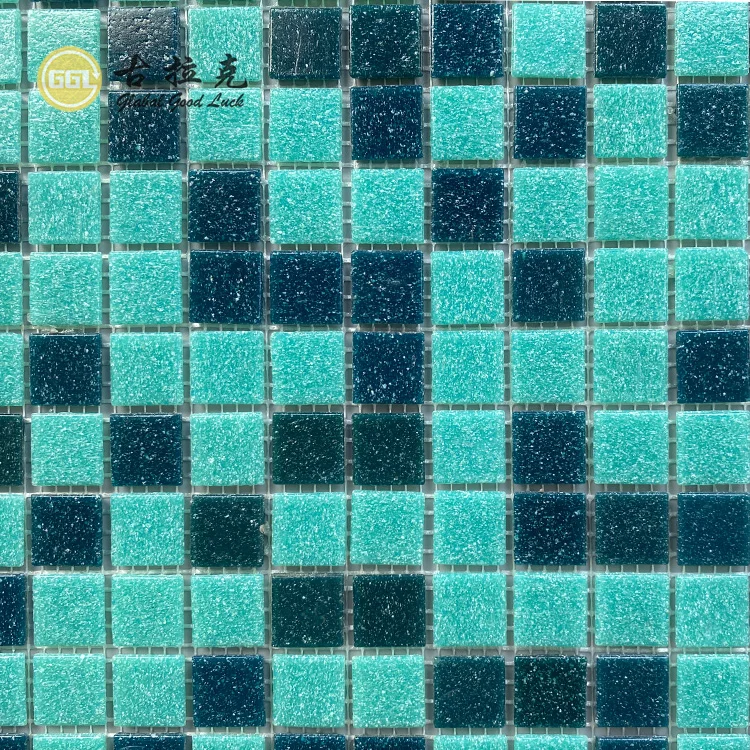 Home Decor Mixed Green Glass Mosaic Tiles Wall Art Mosaics for Swimming Pool