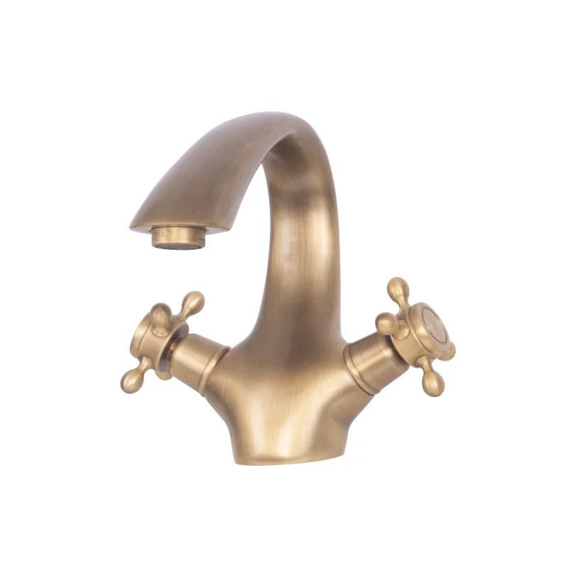 Luxury Brass Dual Handles Basin Tap - Bronze 