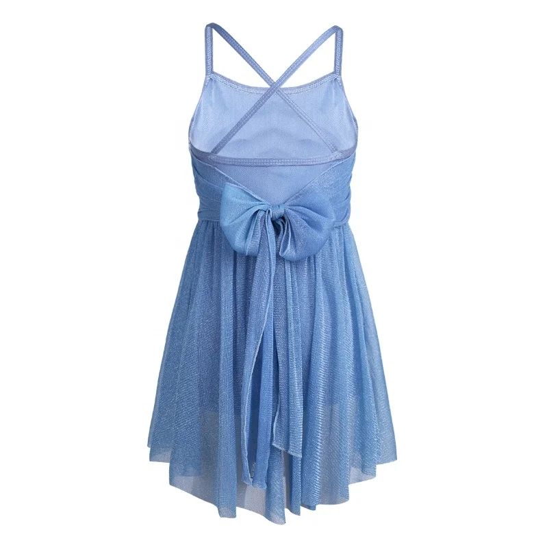 JEATHA Girls Sleeveless Halter Neck Mesh Splice Leotard Dance Dress - Ballet, Lyrical & Contemporary Costume