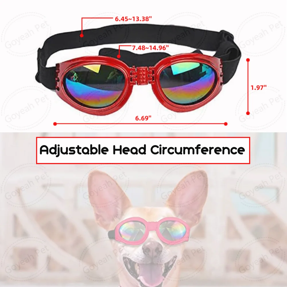 Adjustable Dog Goggles Uv Protection Dog Sunglasses Waterproof Pet Eye