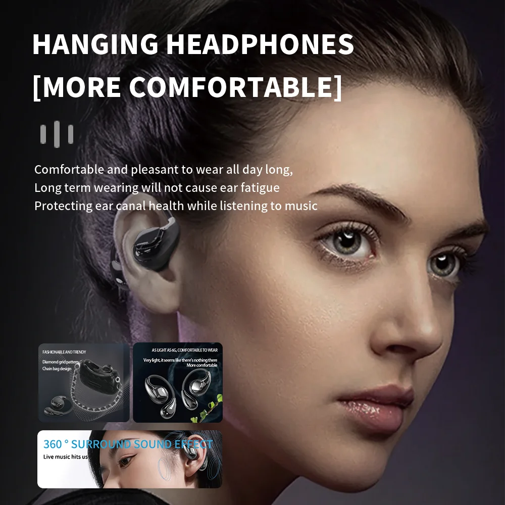 YX46 Wireless TWS Earbuds ENC Noise Reduction Touch Control OWS Sport Earphones Game Fashion Girls Open Ear Headset Headphone