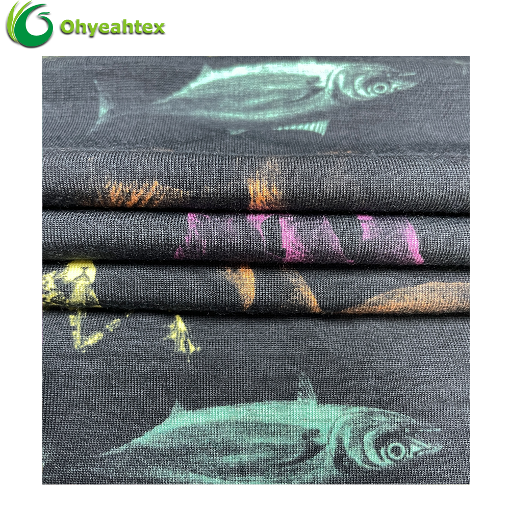 Высокое качество 220GSM цифровая печать ВИСКОЗА 95 модал 5 спандекс Джерси ткань для нижнего