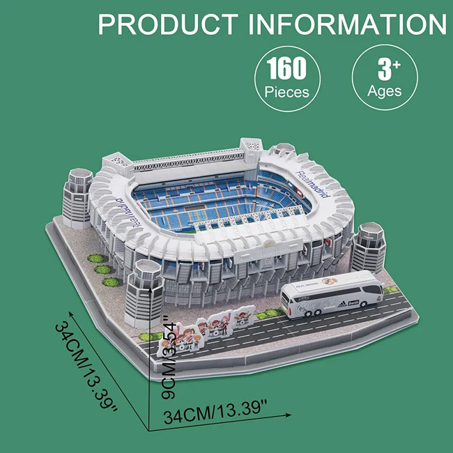 Puzzles Nanostad - Puzzle 3D 160 Piezas Estadio Santiago Bernabéu