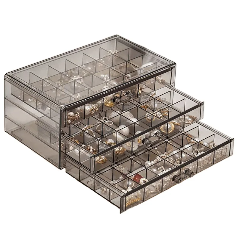 Transparent Jewelry Storage Box Multi-layer Large Capacity Ring Earrings  Necklace Bracelet Household Drawer Type Jewelry Shelf