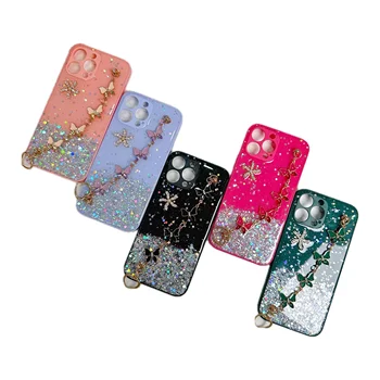 for iphone 15 14 13 12 fashion mobile phone case metal butterfly for oppo bracelet with wristband mobile phone cases