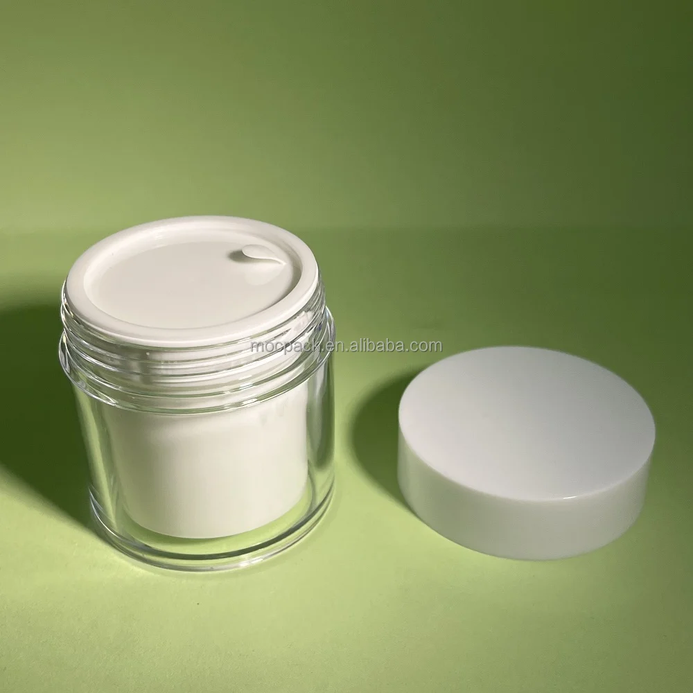 product in stock 30g 50g double wall cosmetic cream jar round highly transparent chemical resistant pp inner jar-29