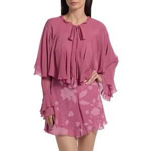 Wisrise Fashion Customize Design Women's Floral Print Cape Designed Layered Flowy Ruffles Mini Dress