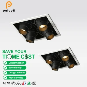 PULUOTI Adjustable Telescopic Square LED Stretch Down Light Office Home Project Ceiling Spotlight with Embedded MR16/GU10