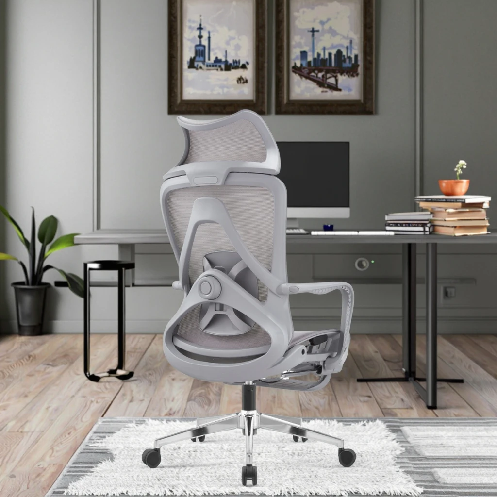 New Arrival WX-06 Mesh Seat Rest Chair Gray Rubber Skin-Friendly Fabric Luxury Lounge Chair Ventilated Mesh Seat Office 6