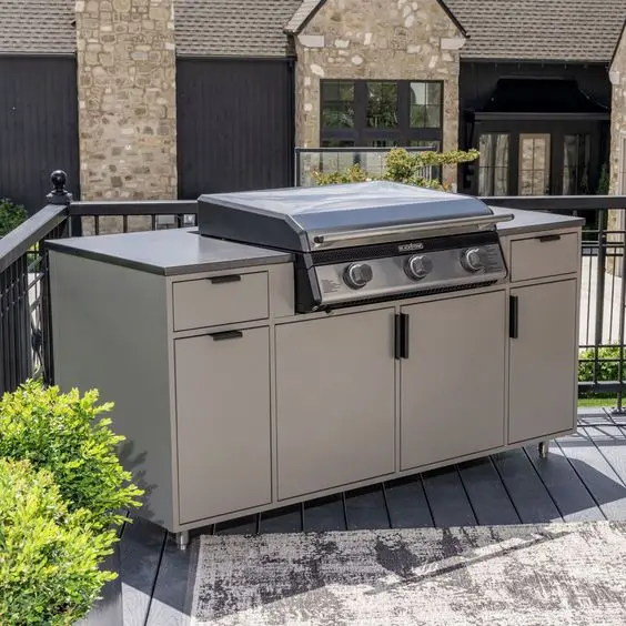 Vermont Customized Color Customized Size Stainless Steel Outdoor Bbq Modular Fiberglass Storage White Outdoor Kitchen Cabinet