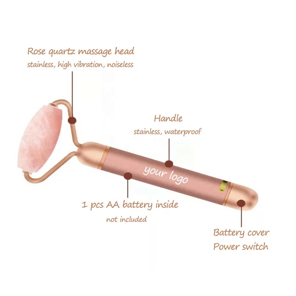 Электрический вибрирующий нефритовый ролик, розовый КВАРЦЕВЫЙ массажер для лица, цвет под заказ