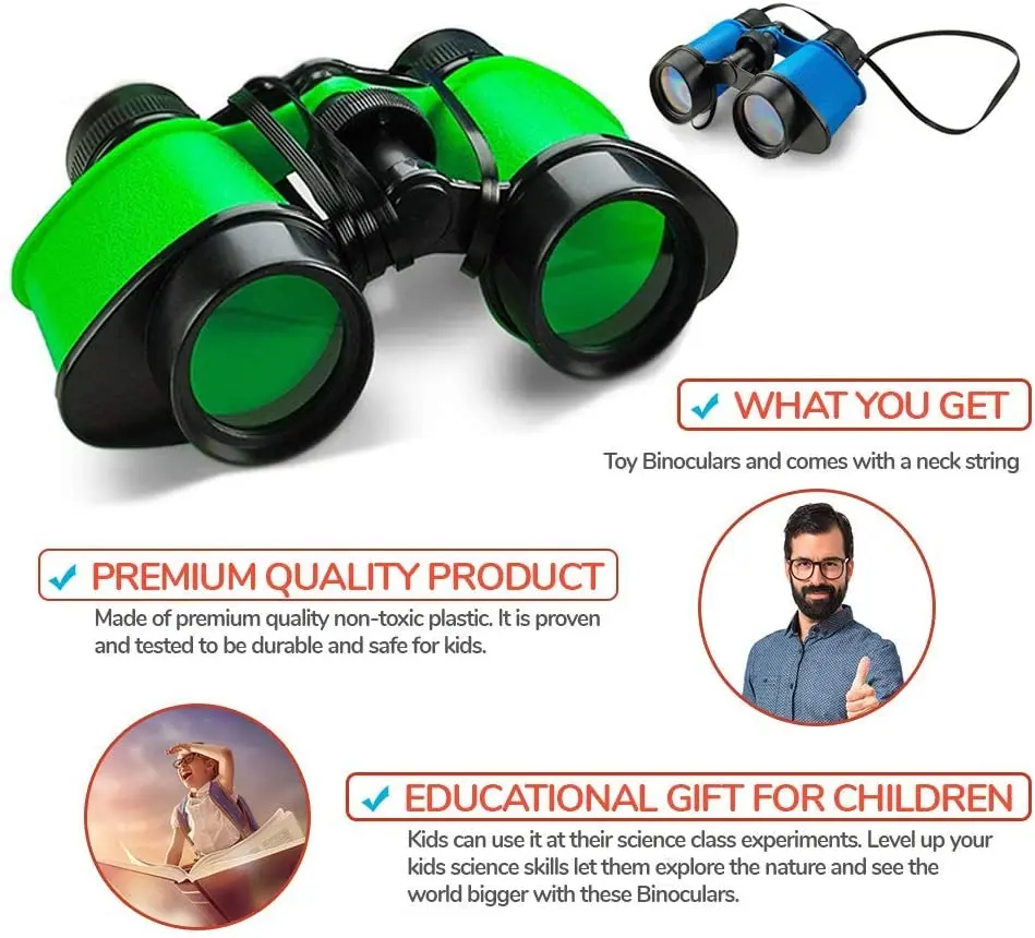 
 Игрушечный бинокль с шейной лентой 3,5x5 дюймов-Новые бинокли для детей, экскурсий, наблюдения за птицами, дикой природы, на открытом воздухе  
