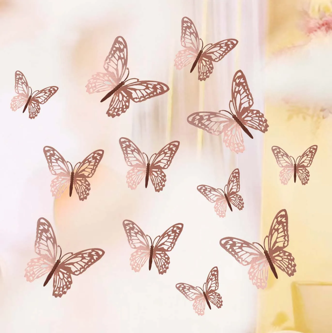 NEEKY Stickers Muraux Mural de Papillons pour décoration avec Les Tailles Différentes Autocollants Chambre bébé Chambre Couloir Frigo Meubles Salon 12Pcs 