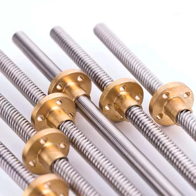 thumbnail interactive-video image 1 of Stainless Steel T8-T36 Left-Hand Threaded Trapezoidal Lead Screw With Brass Nut 1 of 4