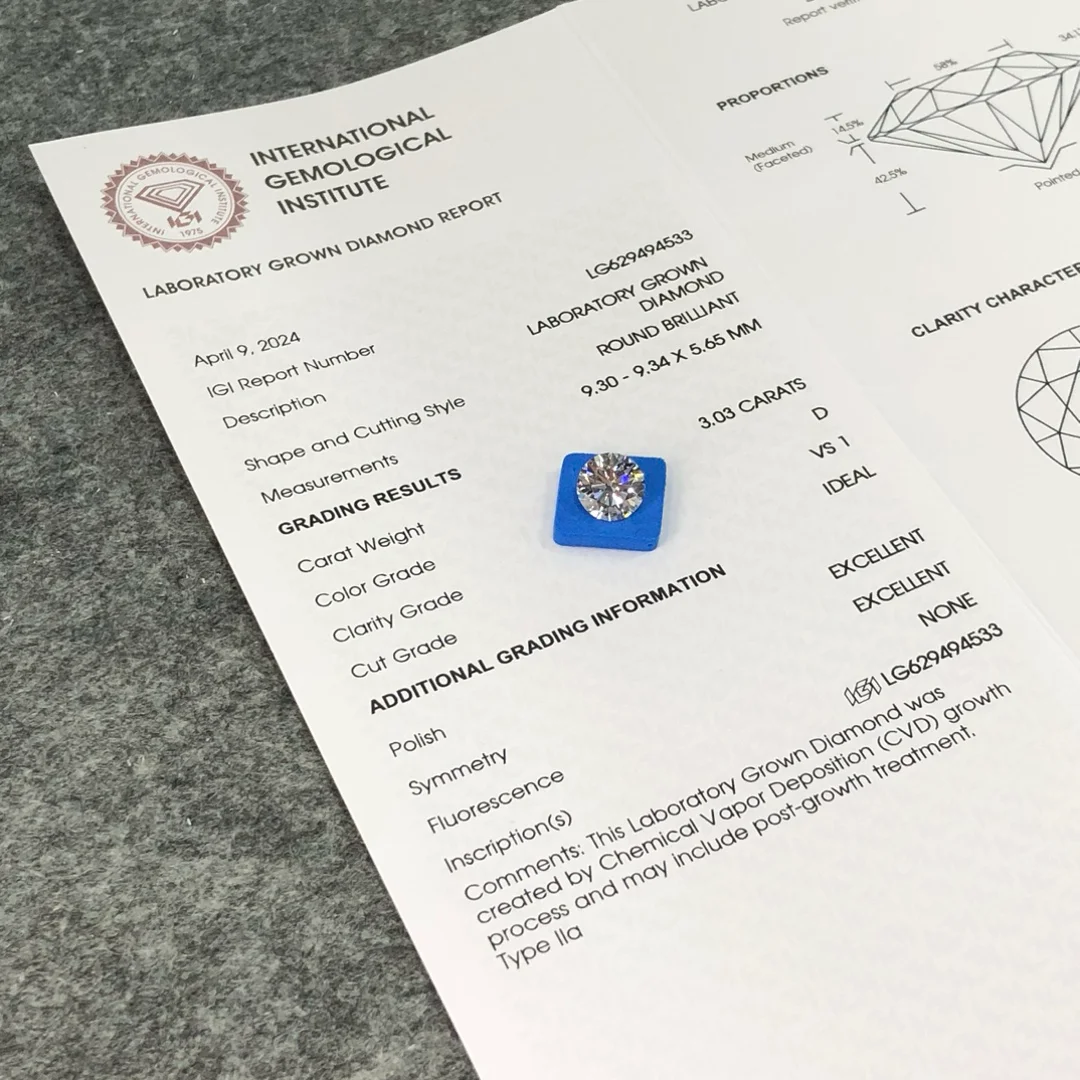 Diamant De Laboratoire 1 Carat - Rond, Couleur D, Pureté FL, 6.6 Mm, Certifié AGL