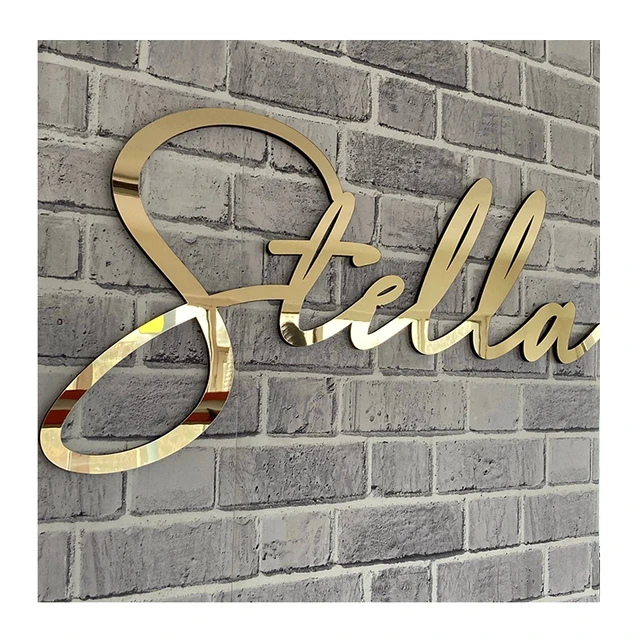 Customizable Office Lettering Signage Plate 3d Acrylic Letters Rose Gold Wall Logo Sign