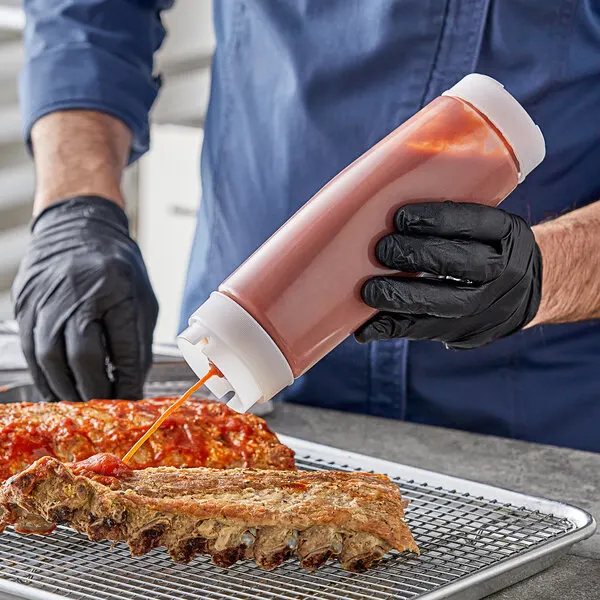 Food grade custom logo restaurant chilli ketchup dispenser bottles 16 oz FIFO plastic sauce condiment squeeze bottle details