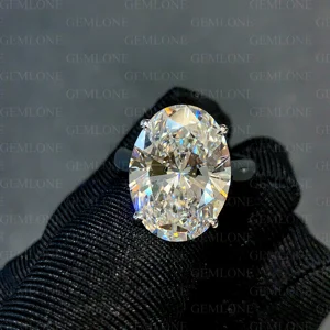 GEMLOVE 18K White Gold 10.2CT CVD Lab Diamond Ring - IGI Certified Oval VVS Engagement Ring for Women