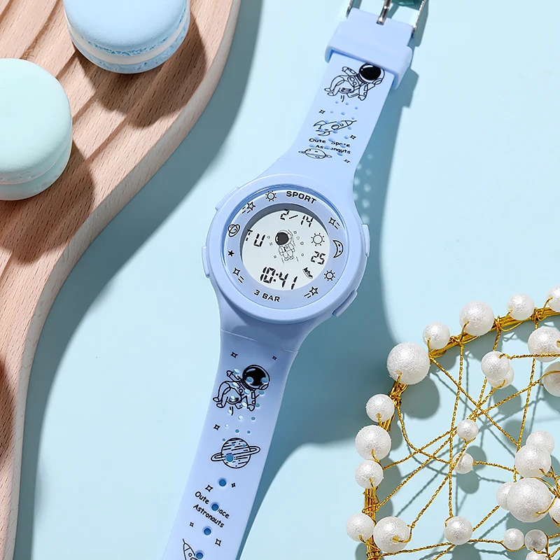 2021 New Rotating Astronaut Digital Watch Fashion Silicone Colorful Watch Strap Multifunctional Waterproof Student Watch