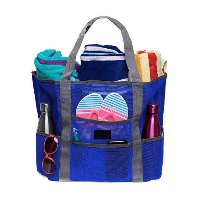 Mesh Beach Bag - Lightweight Tote Bag For Toys & Vacation Essentials beach mesh bag