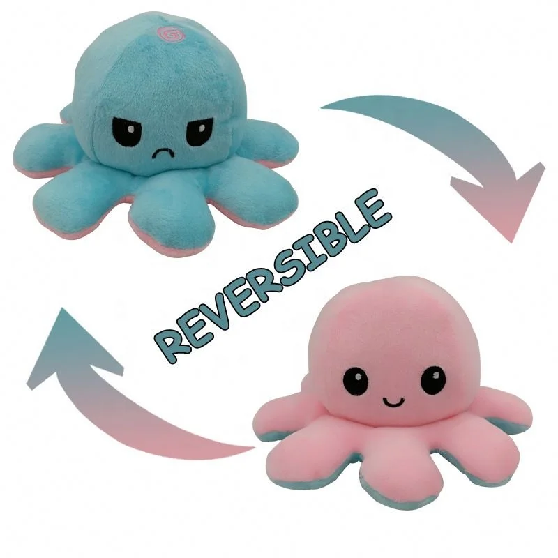 Lovely double sided reversible Octopus soft doll reversible Octopus Plush
