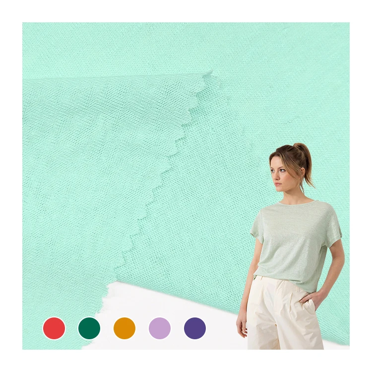 High Quality Solid Knitted Fabric Organic Linen Rayon Material Single Jersey Fabric for Shirt