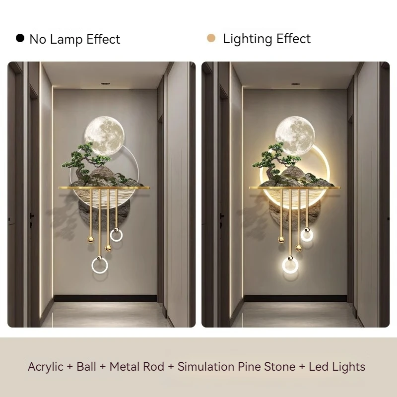 3D Three-Dimensional Porch Landscape Led Light Painting Art Wall Home Decor Luxury Led Light Wall Lamp Hanging Painting Murals