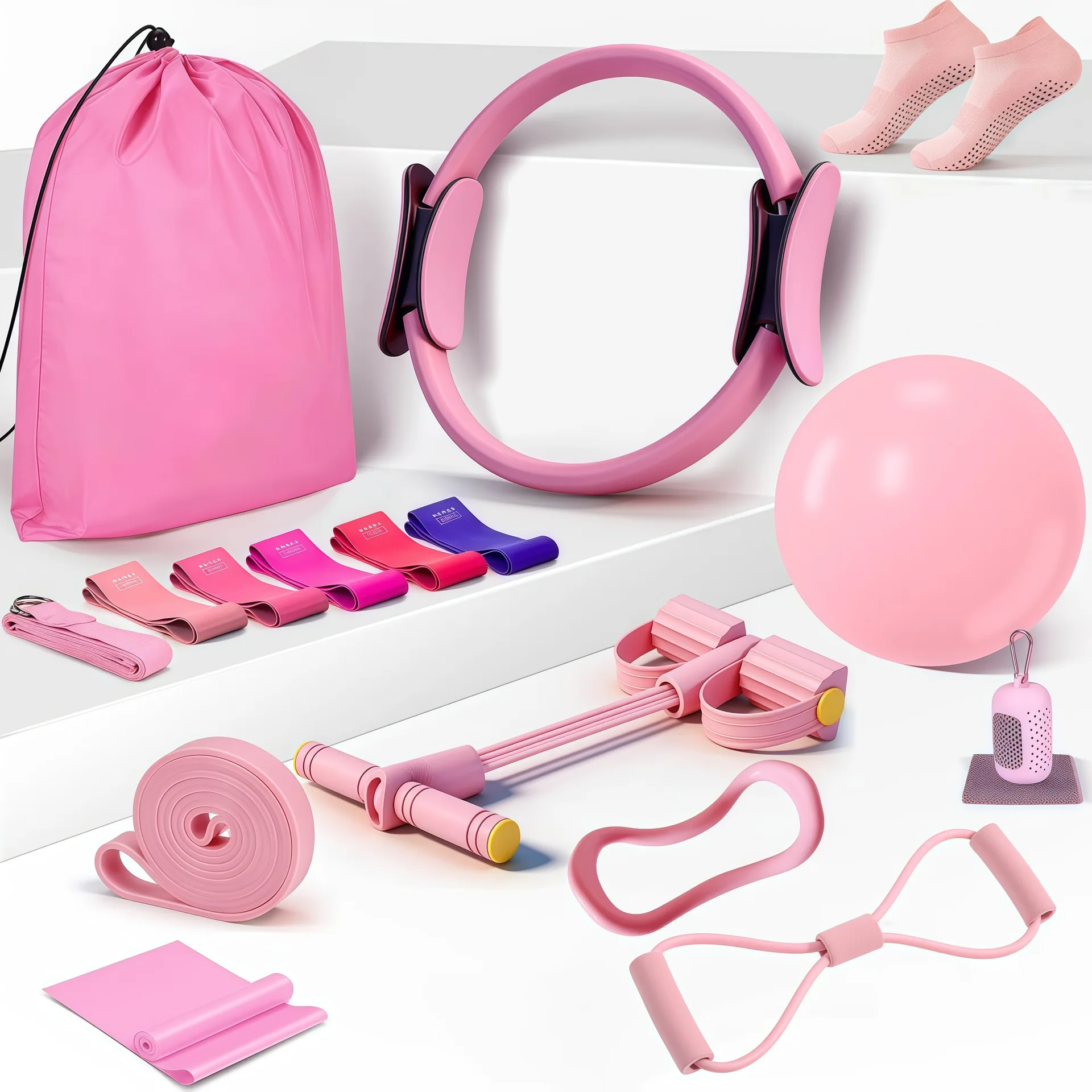 Best Seller 16-Piece Fitness Home Exercise Yoga Pilates Equipment Bundle product detail 1