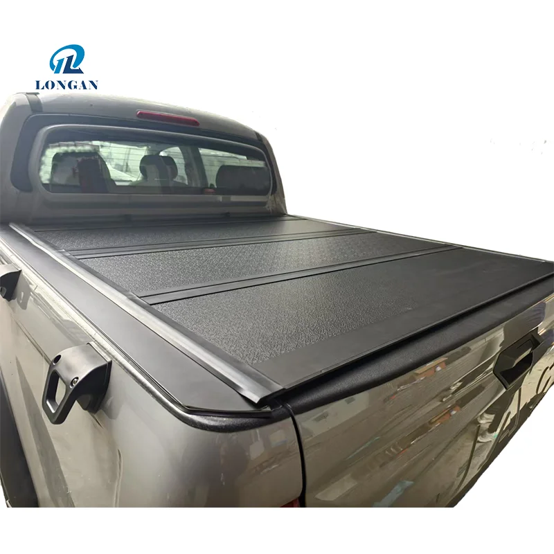Brushed Finish Built-in Hard Four Fold Cover Cargo Pickup Truck Tonneau Bed Cover Ford F150 Shuttler Car Accessories 2025