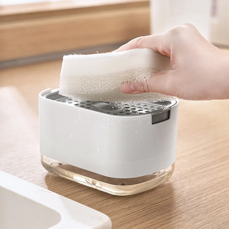 Press soap dispenser Kitchen sink Dishwashing liquid manual outlet box press extractor Dishwashing brush sponge soap box