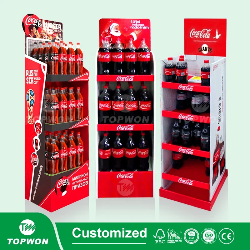 Customized Corrugated Cardboard Display Stand Retail Shop Pop Display Rack Drink Beer Wine Water Bottle Display Stand