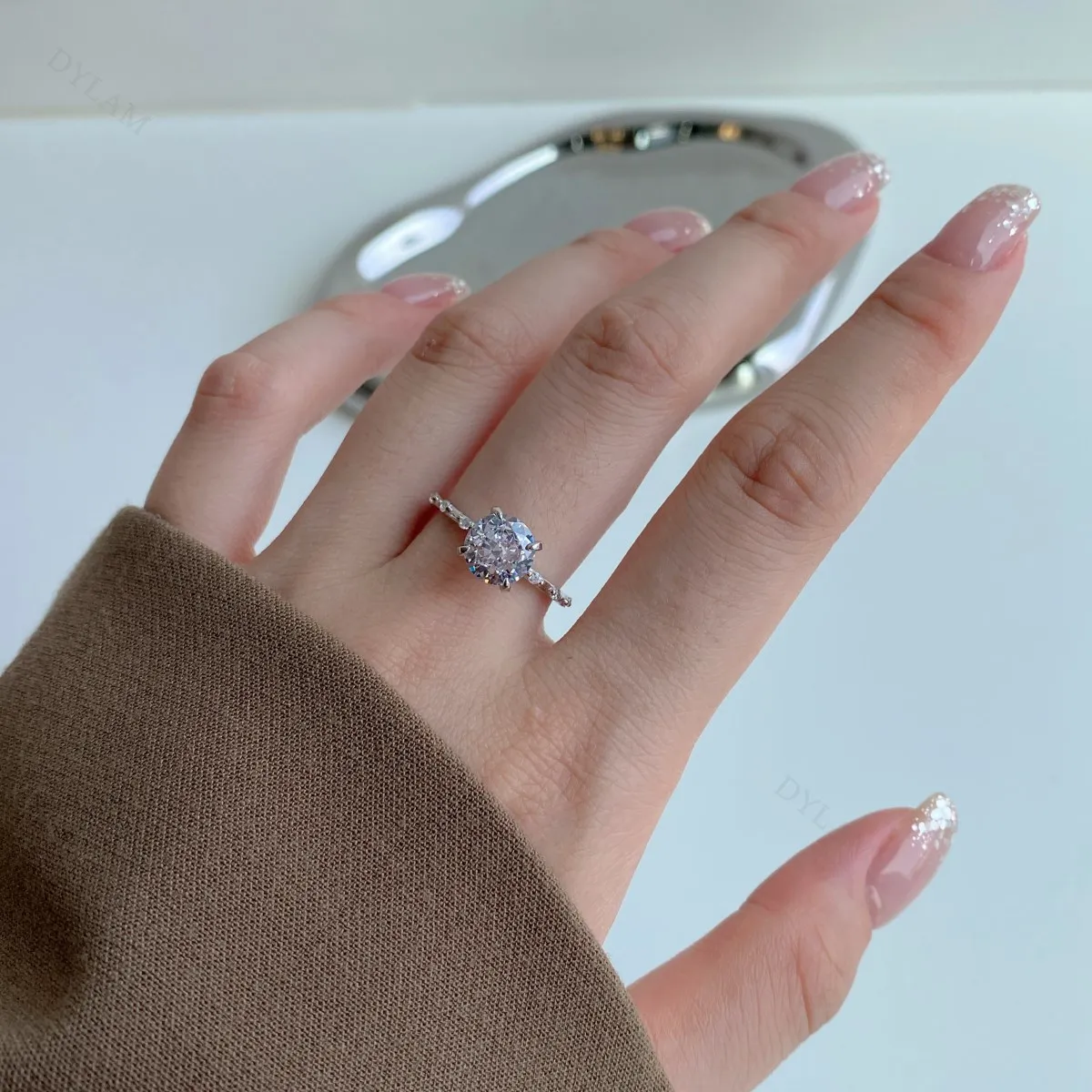 KAKODIY Princess KAKODIY Cut Cubic Zirconia 925 Sterling Silver Ring Rhodium Plated Wedding Engagement Anniversary Solitaire Cubic Zirconia Ring detail 3